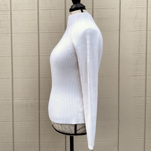 CREAM Ribbed Knit Mock Neck Cotton Sweater - Picture 4 of 9